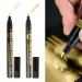 Nail Art Graffiti Pen Set 2Pcs Waterproof Marker Pen For Nails Gold Silver Polish Pen Liners Brush DIY Abstract Lines French Tips Drawing Pen Mirror Effect For Nail Manicure Supplies (Gold+Silver-1mm)