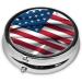 American Flag Portable Metal Pill Box - Round Mini with 3 Compartments & Hinged Design - Ideal for Travel & Small Pills - Buy Online on GoSupps.com