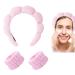 Skin Care Headband and Wristbands Puffy Makeup Headband Spa Headbands for Women Sponge & Terry Towel Cloth Fabric Cute Skincare Headband for Washing Face Makeup Removal Shower Facial Mask (Pink)