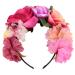 FRCOLOR Mexican Floral Headband for Women Halloween Flower Crown Hair Hoop Rose Headband for Cosplay Party(Purple) 18x12cm Pink