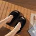 Fluffy Slippers Women Plush Shoes Fabric Rubber Sole Super Fluffy Fur Trim Plush Non-slip Wear-resistant Sole Fashion Plush Flip-Flops Holiday Beach Casual Wear for Indoor Outdoor Fashion Sandals (A 25CM) - Buy Online on GoSupps.com