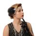 Zoestar Feather Headbands Crystal Tassel 1920s Headpiece Great Gatsby Accessories Flapper Headband Party Hair Jewelry for Women (Black)