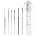 Flbirret 6pcs/Set Safe and Effective Ear Wax Remover Kit with Stainless Steel Ear Pick and Spiral Cleaner - Portable and Waterproof Ear Cleaning Tool Set with Storage Box