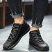 Dacomfy Men's Hand Stitched Ankle Boots | Casual Soft Leather Loafers | Lace-up Driving Shoes | Comfortable & Breathable | Brown/Black/Khaki/Green | Size 6.5-12 (11.5, Black-1) - Buy Online on GoSupps.com