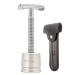 Double butterfly razor plane wet razor/razor tool/safety razor chrome long-razor meter (1 razor 1 H3 razor stand and 1PC Real leather case)