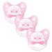 Dentistar Silikon Schnuller 3 Set- Size 2 6-14 months- tooth and jaw-friendly nucking with dental level- BPA-free- Made in Germany- Krone pink