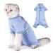 Lianzimau Katzenbody after op cats body for cats operation long-sleeved one-part catwear e-necking Alternative l (1 Pack) blue