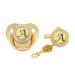 Modonghua initial letter baby pacifier baby pacifier infant bite toys bite ring night calming newborn essentials 2er set gold (a)
