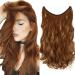 Iluu Hidden Invisible Secret Miracle Wire Curly Hair Extension Synthetic hair parts Wavy natural hair fish cord 80 g 18 inch #30J chestnut brown