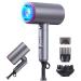 Pretfy Travel Hair Dryer with Diffuser 2000W Foldable Hairdryer Lightweight Blow Dryer Professional Ionic Hairdryers with 2 Speeds 3 Heating and Cool Button with Diffuser Comb Concentrator Nozzle Grey