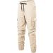 Elegancity Men's Cargo Trousers 40 Khaki - Casual Jogger Work Pants with Drawstring, Regular Fit, and Pockets - Buy Online on GoSupps.com