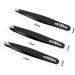 Professional Stainless Steel Tweezers Set for Eyebrows and Facial Hair Removal - 3.8inch Black (3 Count) | Precision Tweezers for Splinters and Ingrown Hairs - Buy Online on GoSupps.com