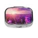 Lavender Printing 2 Compartment Small Pill Case Cute Small Pill Box Purse Pill Boxs Travel Pill Organizer for Pocket Purse and Travel Gifts