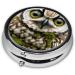 Owl Printed Mini Round Pill Box | 3 Compartment Medicine Organizer | Portable Travel Pill Case for Home & Office Use - Buy Online on GoSupps.com