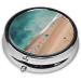 Portable 3 Compartment Round Pill Box Organizer - Aerial View Beach Design for Travel - Buy Online on GoSupps.com