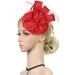 FRCOLOR Feather Fascinator Hat Tea Party Headband for Girls Flower Cocktail Derby Hair Clips for Women Wedding Headwear (Red) - Buy Online on GoSupps.com