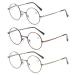 Kokobin 3-pack Reading glasses with a round frame Blow light-blocking reading device metal full frame anti blue light Retro glasses men and women (3-pack 1.5 diopters) 3-pack 1.5 diopters
