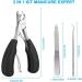 Professional Toe Nail Clippers for Thick Nails - Heavy Duty Toenail Scissors with Nail File & Hook - Sharp Curved Blades - Wide Jaw Opening - Soft Handles in Black & Silver - Buy Online on GoSupps.com