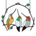Cliplanyard Stained Bird Ornaments Multicolor Birds on a wire Window Hanging Bird Series Pendant Metal Bird Window Hangings Garden Decoration (3 Birds)