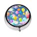 Colorful Balloonsround Pill Box 3 Compartment Round Pill Box Organizer * Portable Travel Pill Box for Traveling.