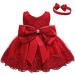 LZH Baby Girls Lace Dress Bowknot Flower Dresses Wedding Pageant Baptism Christening Tutu Gown 0-24 Months 0-3 Months Red