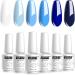 Vishine Gel Nail Polish Set- Summer Blossoms 6 Colors Blue White Nail Gel Polish Kit Soak Off LED Lamp Gel Nail Kit Nail Art Manicure Salon Home DIY Set - Buy Online on GoSupps.com