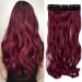 SEGO 61cm hair part clip in extensions 1 tress 5 clips whole head hair extension human hair like real hair wavy purple red 24 "-120g