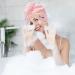 Buy 2-Piece Microfiber Hair Turban Set - Quick Drying Towel for Long Hair & Kids - Pink with Button | Perfect Hair Cloth for Women - Buy Online on GoSupps.com