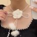 Oralgo White Flower Necklace - Plush Camellia Pendant Collarbone Chain | Elegant Light Jewelry for International Shipping - Buy Online on GoSupps.com