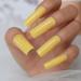 Solid Color Yellow Extra Long Fake Nails Full Cover Glossy Gel False Nail Kit Square Salon Fingernail Tips Women Manicure - Buy Online on GoSupps.com