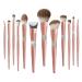 12 Rose Gold Snow Fox Hair Makeup Brush Complete Soft Makeup Brush Set eye shadow Makeup Brush(20cm white-Patch five-pointed star4) 20cm pink