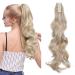 Silk-co 24inch Claw on Ponytail Hair Extensions Dark Blond&Bleach Blond Wavy Curly Hairpiece Pony Tail Wrap around Bonding 24inch (Pack of 1) Dark Blond&Bleach Blond