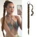 BARSDAR 76cm long braided ponytail extension rubber just wrapped braid hair extensions ponytail DIY natural soft synthetic hair part for women 76cm (pack of 1) 2/30# - warm brunett