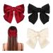 GWAWG 3PCS Bow Hair Clip Hair Bows Barrettes Solid Color Soft Satin Silky Hair Bows for Women Girls(Black White and Red)