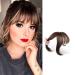 Clip On Bangs Human Hair Toppers Clip In Crown Toppers Hair For Women Straight Toupee Mid Part Wiglets Hairpieces for Mild Hair Loss Volume(Light Brown 25 cm)