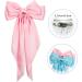 Satin Hair Barrettes Clip for Women Large Bow Hair Slides Metal Clips French Barrette Bowknot with Long Tail Silk Hair Bow Hairpin 90's Hair Accessories (White Pink) - Buy Online on GoSupps.com