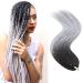 24" Inch/60CM Crochet Twist Kinky Curly Hair Extensions Synthetic Weave Hair Ombre Braiding Hair Heat Resistant For Women Ladies - Black & Silver Grey