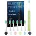 7AM2M Sonic Electric Toothbrush for Adults and Kids One Charge for 90 Days with 6 Brush Heads 5 Modes with 2 Minutes Build in Smart Timer Roman Column Handle Design(Green) Green No Travel Case