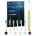 7AM2M Sonic Electric Toothbrush for Adults and Kids, with 6 Brush Heads, 5 Modes with 2 Minutes Build in Smart Timer, Roman Column Handle Design (Light Green)