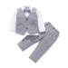 AmzBarley Baby Boys Gentlemans Outfit Suit Kids Long/Short Sleeve Dress Shirt Pants Vest Bowtie Tuxedo Rompers Childs Birthday Evening Holiday Party Grey 205 3-4 Years