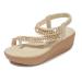 Bunion Sandals for Women Women Wedge Platform Elastic Strap Rhinestone Bunion Sandals Fashion Summer Round Head Open Toe Orthotic Flip Flops for Big Toe Bone Correction 5.5 Apricot