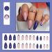 Justotry 24 Pcs Glitter Almond Navy Blue French False Nails - Medium Stiletto Stick on Nails with Nail Glue for Women - Nail Art Fake Nails - Buy Online on GoSupps.com
