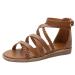 XTZYGLFD Womens Summer Wide Summer Sandals Woven Roman Bohemian with Zipper for Women Strappy Sandals Brown 9 UK Wide