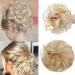 Updo Ponytail Hair Extensions Golden & Bleach Blond Messy Hair Scrunchies Hair Bun Extensions Curly Wavy Hairpieces for Women Hair Accessories 35 g Golden & Bleach Blond