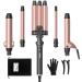 Wavytalk 5 in 1 Curling Iron, Curling Wand Set with Three Barrel Curling Iron and 4 Interchangeable Ceramic Curling Wand, Fast Heating Wand Curling Iron, Dual Voltage Hair Waver (Rose Gold) Curling Wand Set with Hair Waver