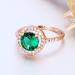 XINQI 14K Gold Natural Emerald CZ Ring for Women - Size 7 | Engagement Wedding Band - Buy Online on GoSupps.com