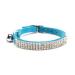 CHUKCHI Hukchi Soft Adjustable Velvet Collar with Rhinestones and Bells 11" for Small Dogs and Cats...Blue