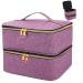Adertos nail polish storage pocket double layer nail polish pocket waterproof nail polish organizer purple nylon cosmetic bag make -up organizer for 30 bottles nail lamp nail accessories nail dryer