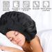 2 Pcs Satin Bonnets for Black Women - Adjustable XL Silk Bonnet for Sleeping - Jumbo Sleep Bonnet for Curly Hair - Black - Buy Online on GoSupps.com