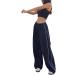 Watashi Women's Track Pants Baggy Y2K Wide Leg Elastic Waist Relaxed Loose Cargo Parachute Pants Streetwear Navy Small